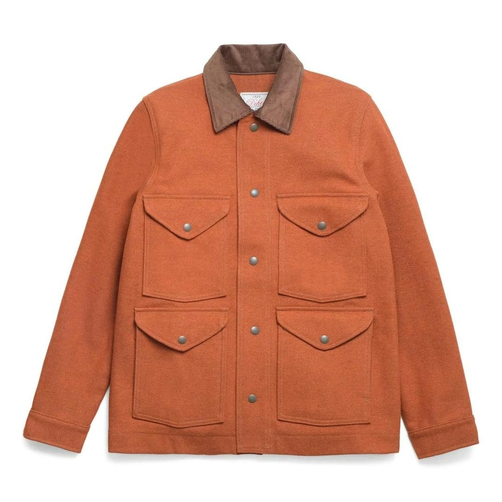 Men's Field Jacket in Orange with Brown Collar